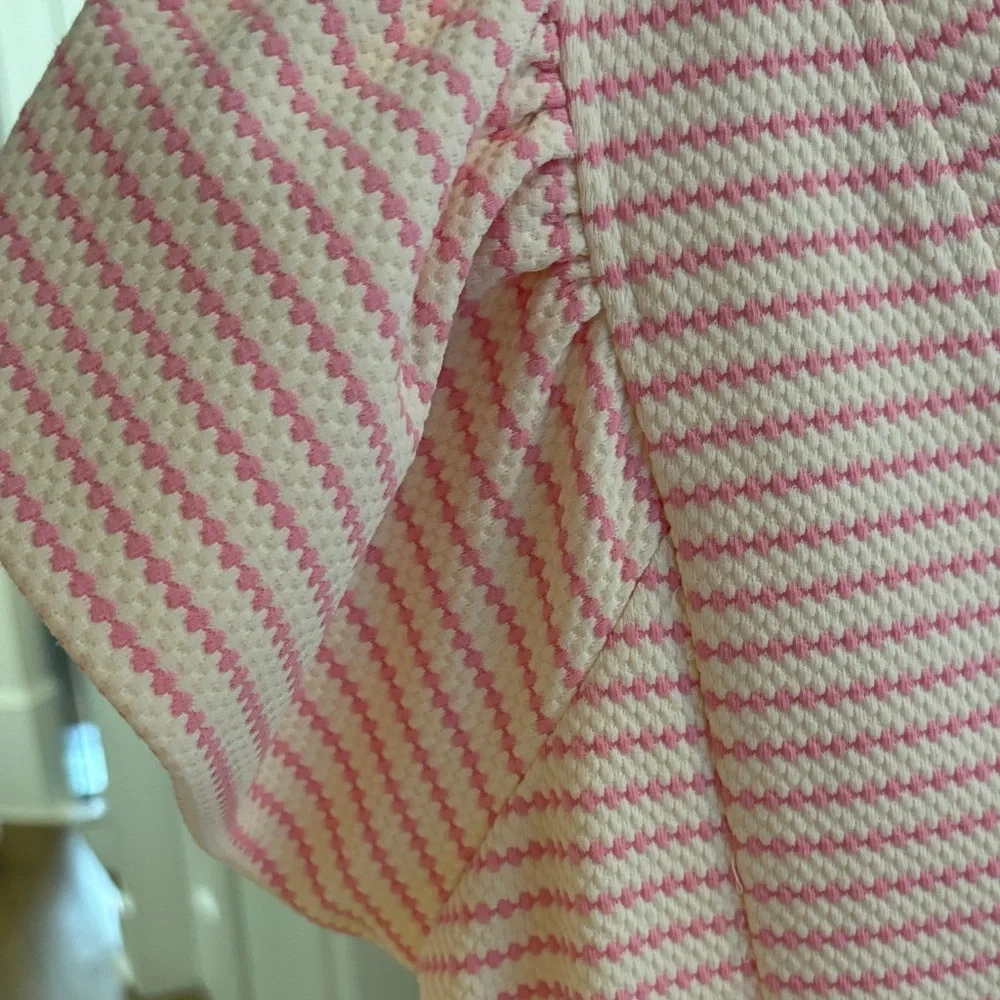 Entro Pink and Cream Striped V-Neck Top - Picture 7 of 8